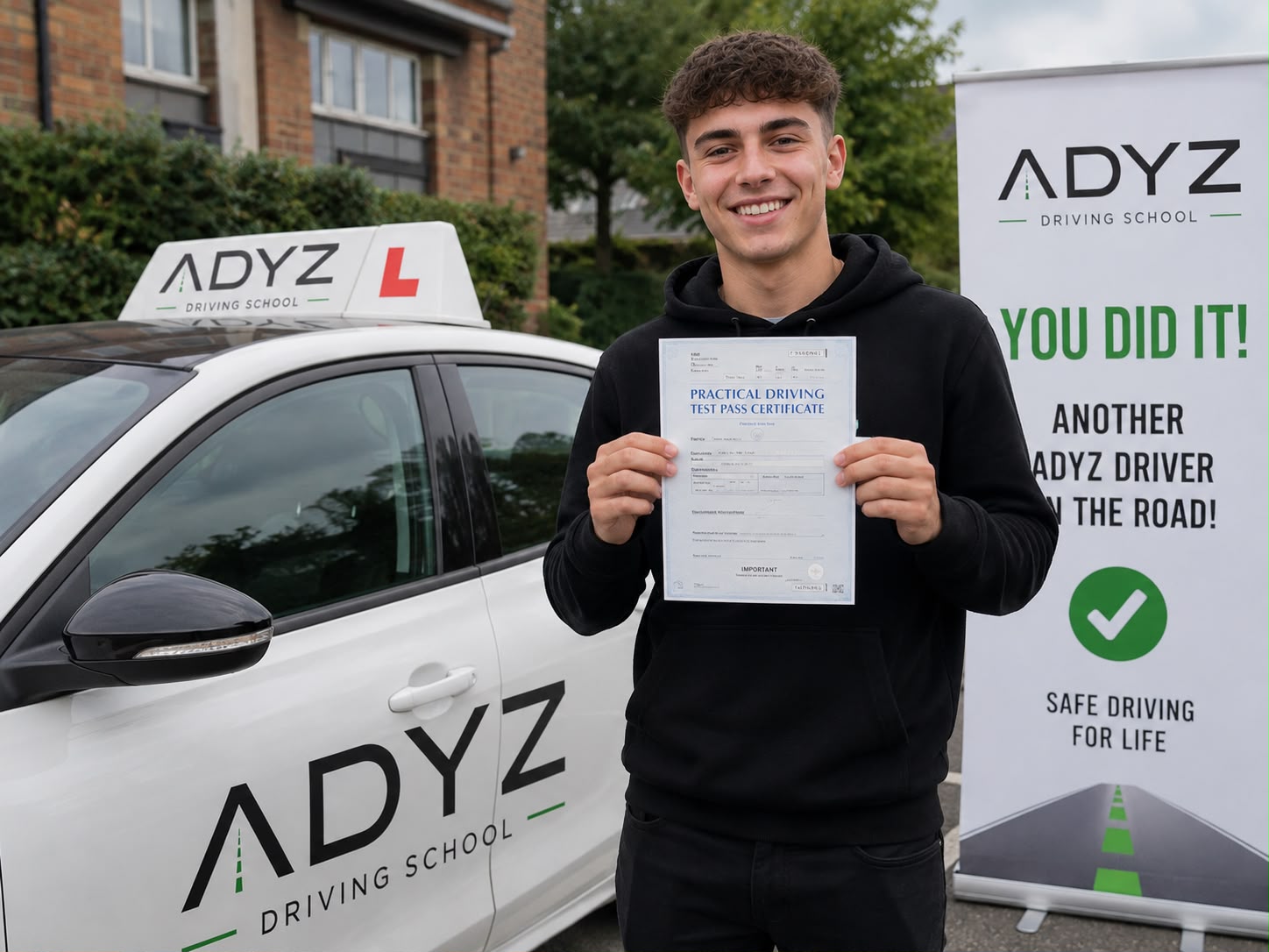 ADYZ student celebrating their driving test pass